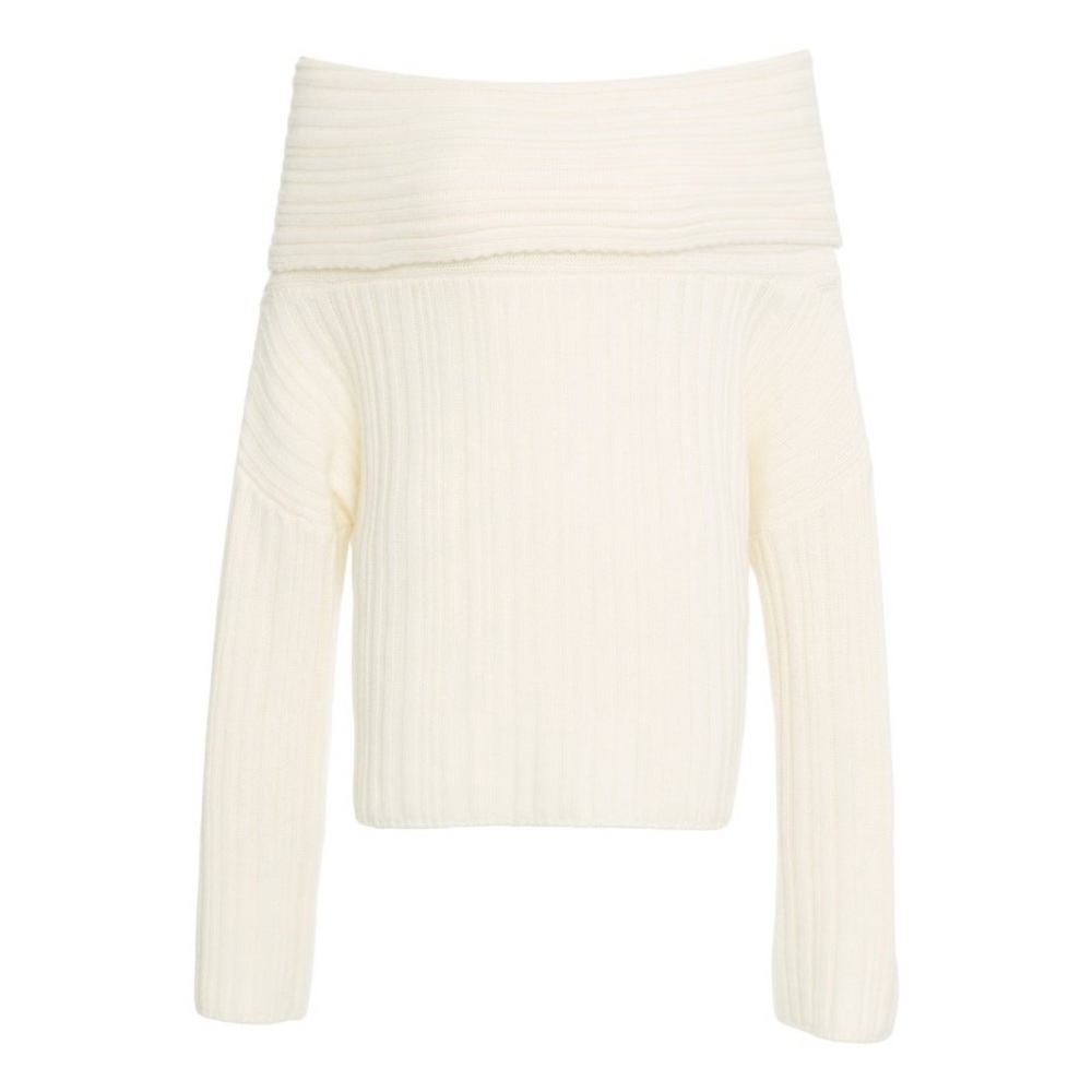 Anthropologie Off-Shoulder Cream Sweater NWT